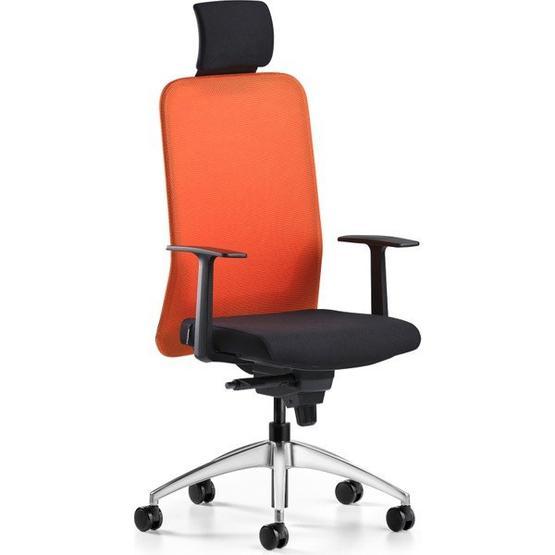 Bürotime Comfy Başlıklı Sabit Kol Krom Ayak Turuncu Siyah Çalışma Koltuğu
