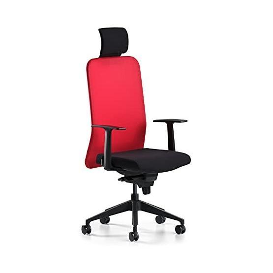 Bürotime Comfy Başlıklı Sabit Kol Plastik Ayak Kırmızı Siyah Çalışma Koltuğu