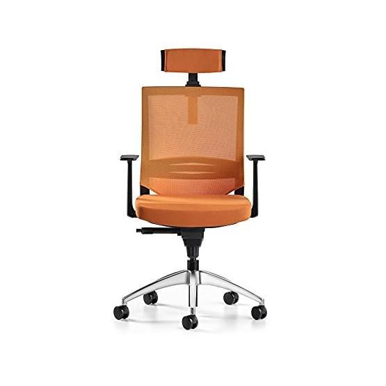 Bürotime Cozy Başlıklı Sabit T Kol Alüminyum Ayak Turuncu Çalışma Koltuğu