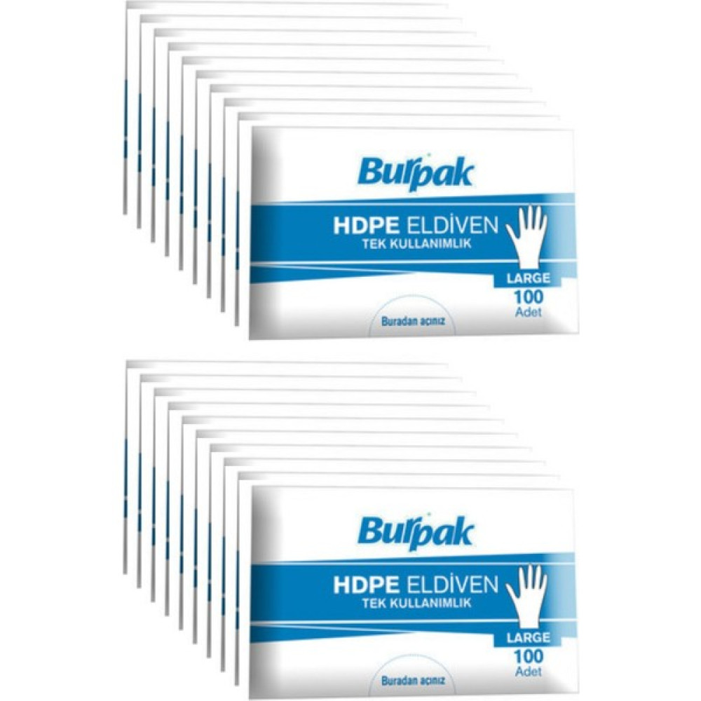 Burpak Hdpe Iş Temizlik Tek Kullanımlık Şeffaf Eldiven / Büyük Boy / 100 Adetlik 20 Paket - Koli Oto Boyaları Fiyatı