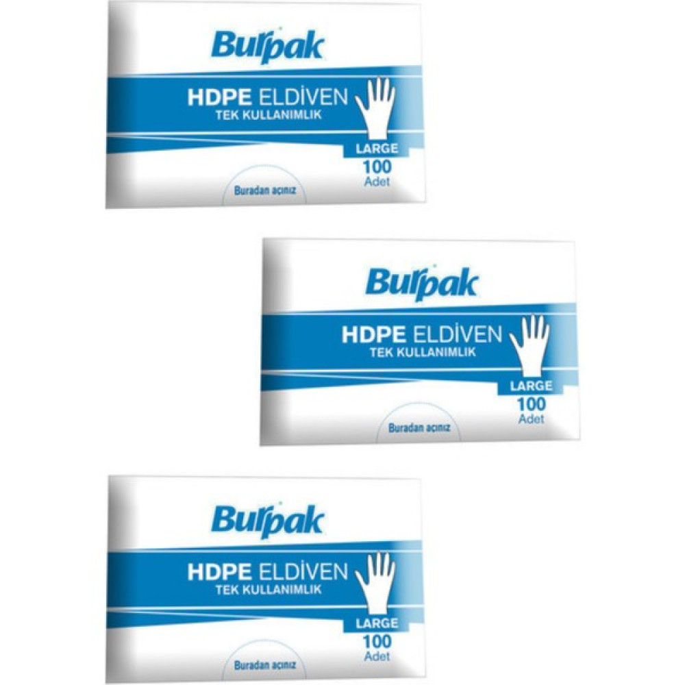Burpak Şeffaf / Poşet Eldiven Pe 3 Paket (3 x 100'lü) Mutfak Sarf Malzemeleri Fiyatı