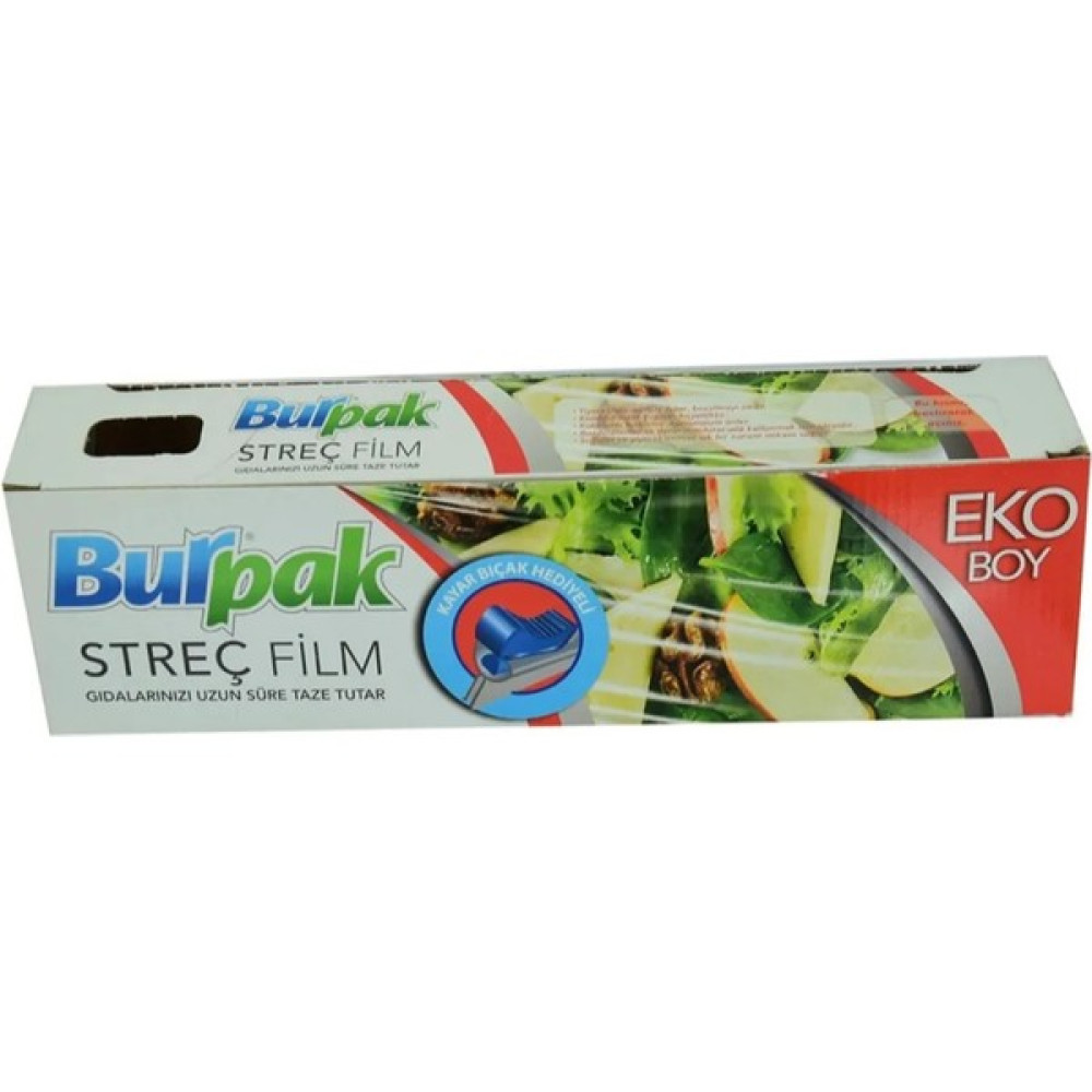 Burpak Streç Film Kesme Aparatlı Şeffaf Gıda Streç Eko Boy 30 cm x 170 M 9,5 Mikron Streç Streç Film Fiyatı
