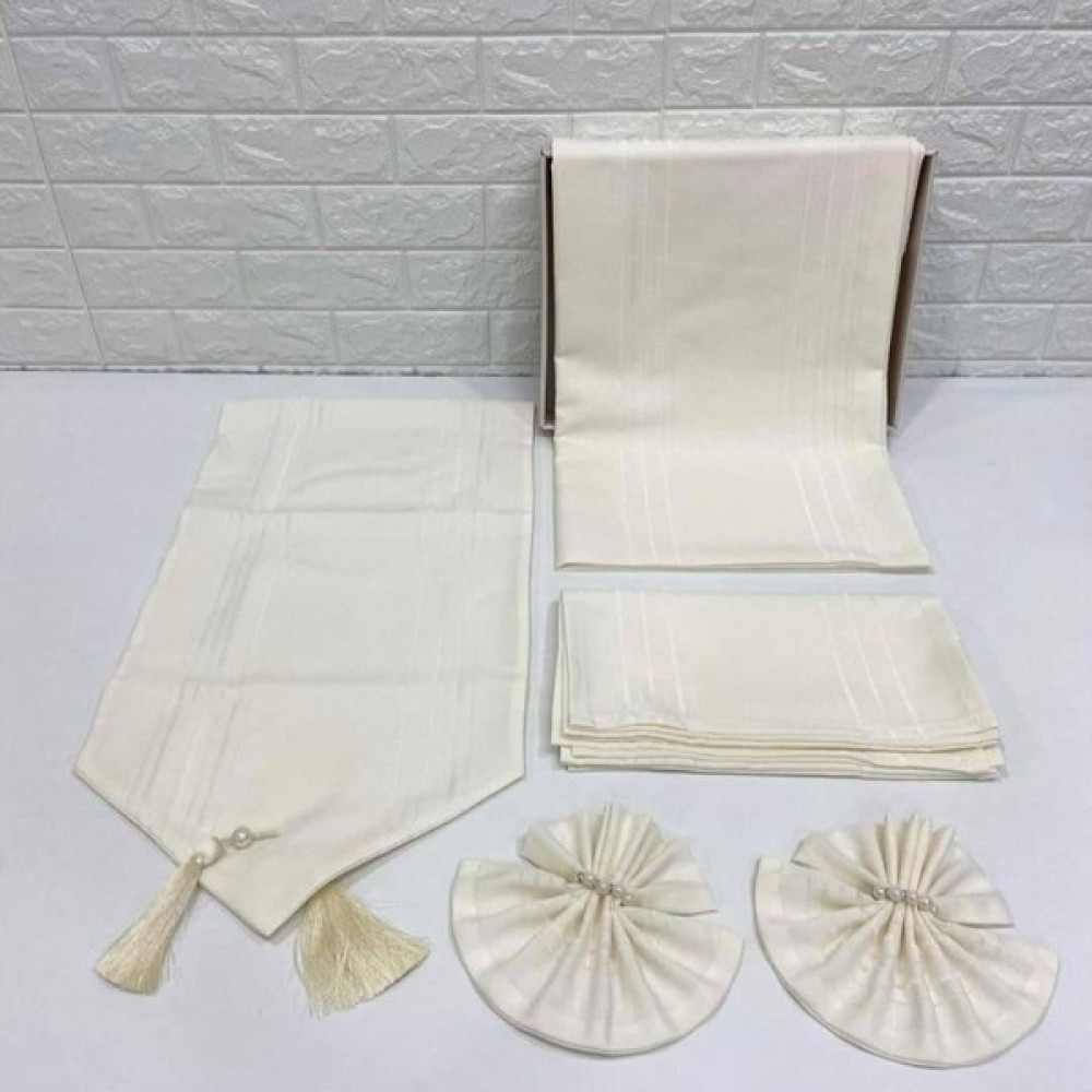 Bursa Çeyiz 26 Parça Colber Yemek Takımı - Krem - 160 x 220 cm Masa Örtüsü Fiyatı