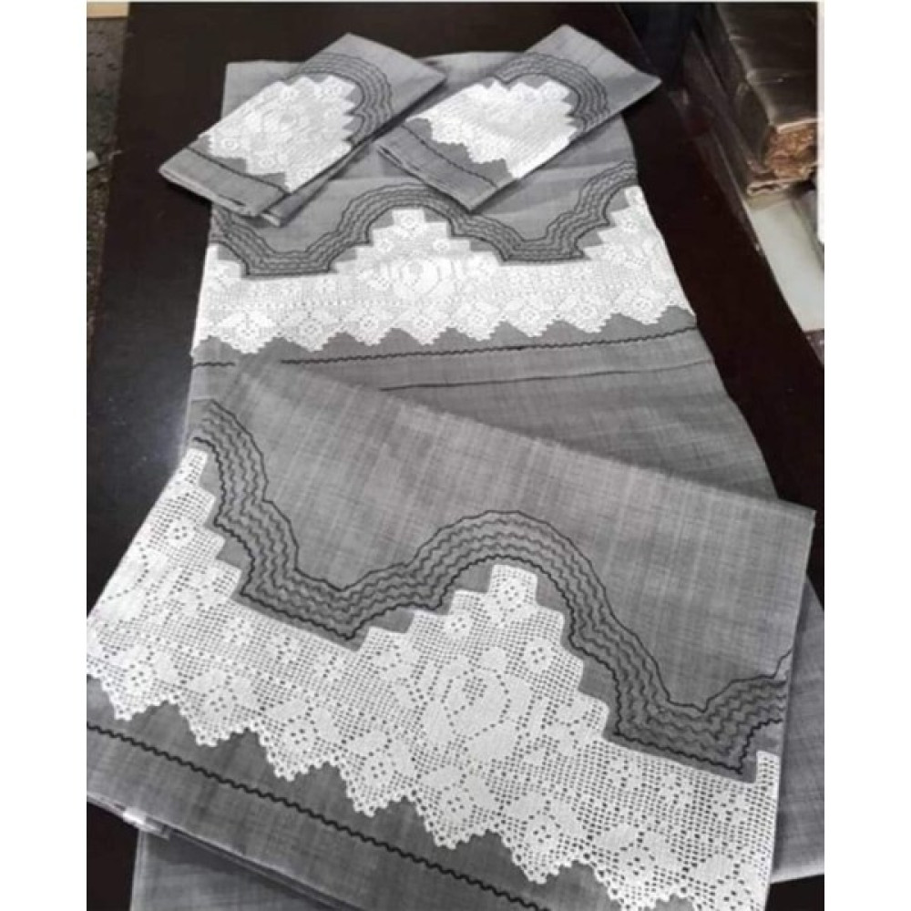 Bursa Çeyiz El Işi Dantel Nevresim Takımı - 220 x 235 cm - Antrasit - Gri Nevresim Takımı Fiyatı