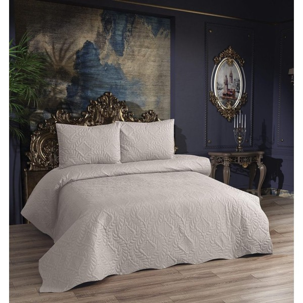 Bursa Çeyiz Rosa 3 Parça Yatak Örtüsü Çift Kişilik - Krem - Bej - 250 x 270 cm Yatak Örtüsü Fiyatı