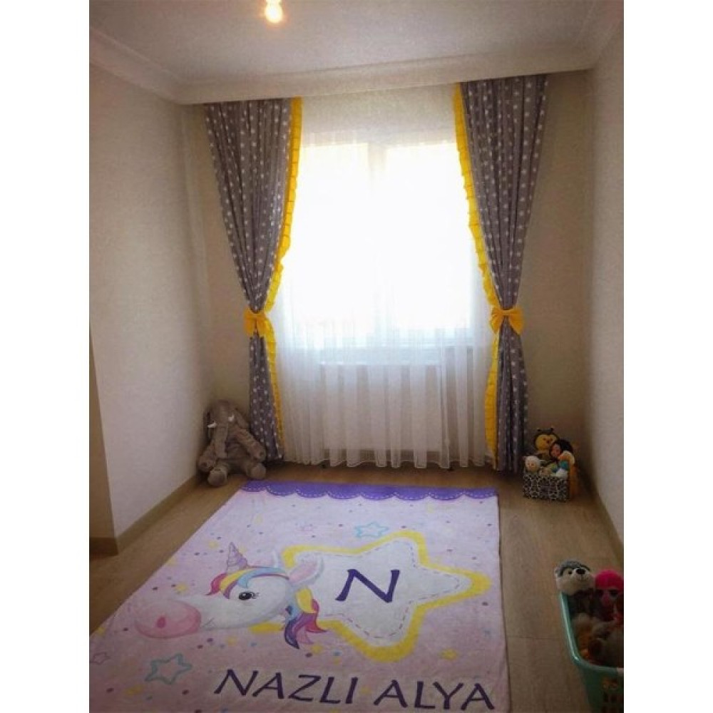 Bursa Fon Perde Desenli Fon Perde - 100 x 270 cm - Gri - Beyaz Fon Perde Fiyatı