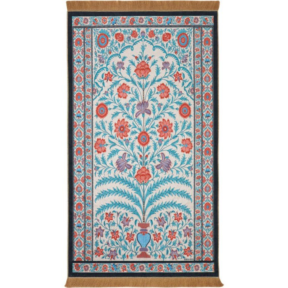 Bursa İpek Ekru Kadife Halı Seccade - 65 x 115 cm Seccade Fiyatı