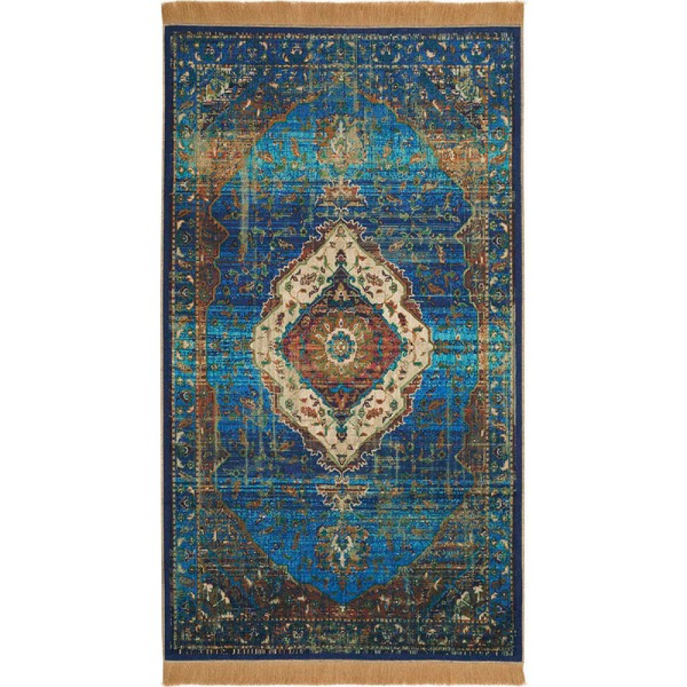 Bursa İpek Mavi Kadife Halı Seccade - 65 x 115 cm Seccade Fiyatı