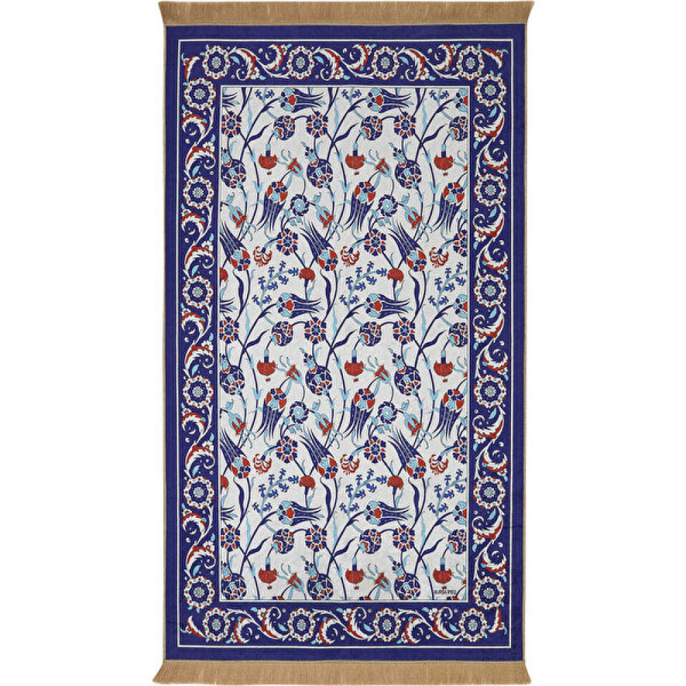 Bursa İpek Saks Kadife Halı Seccade - Beyaz - 65 x 115 cm Seccade Fiyatı