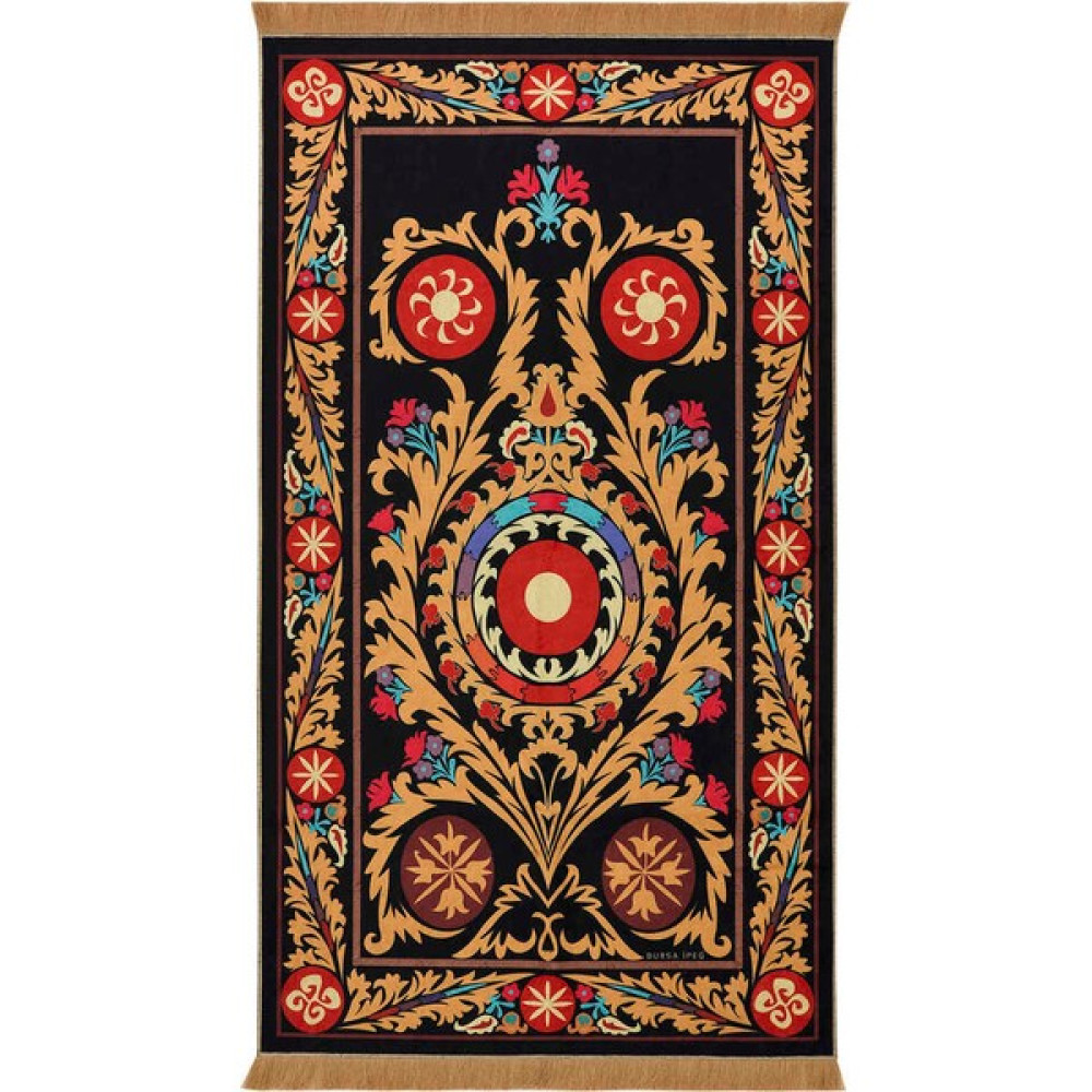 Bursa İpek Siyah Kadife Halı Seccade - 65 x 115 cm Seccade Fiyatı