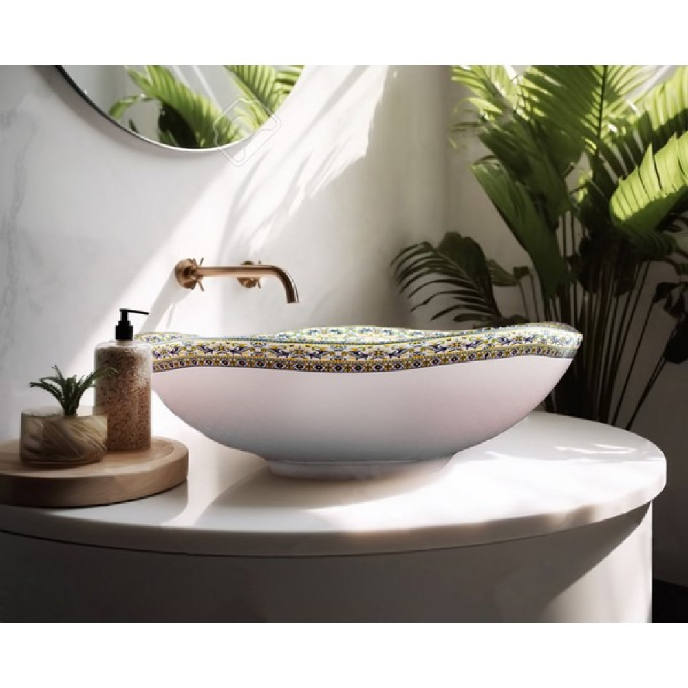 Bursa Porselen Dekor Capri Lemon Tezgah Üstü Porselen Büyük Boy Çanak Lavabo Lavabo Fiyatı