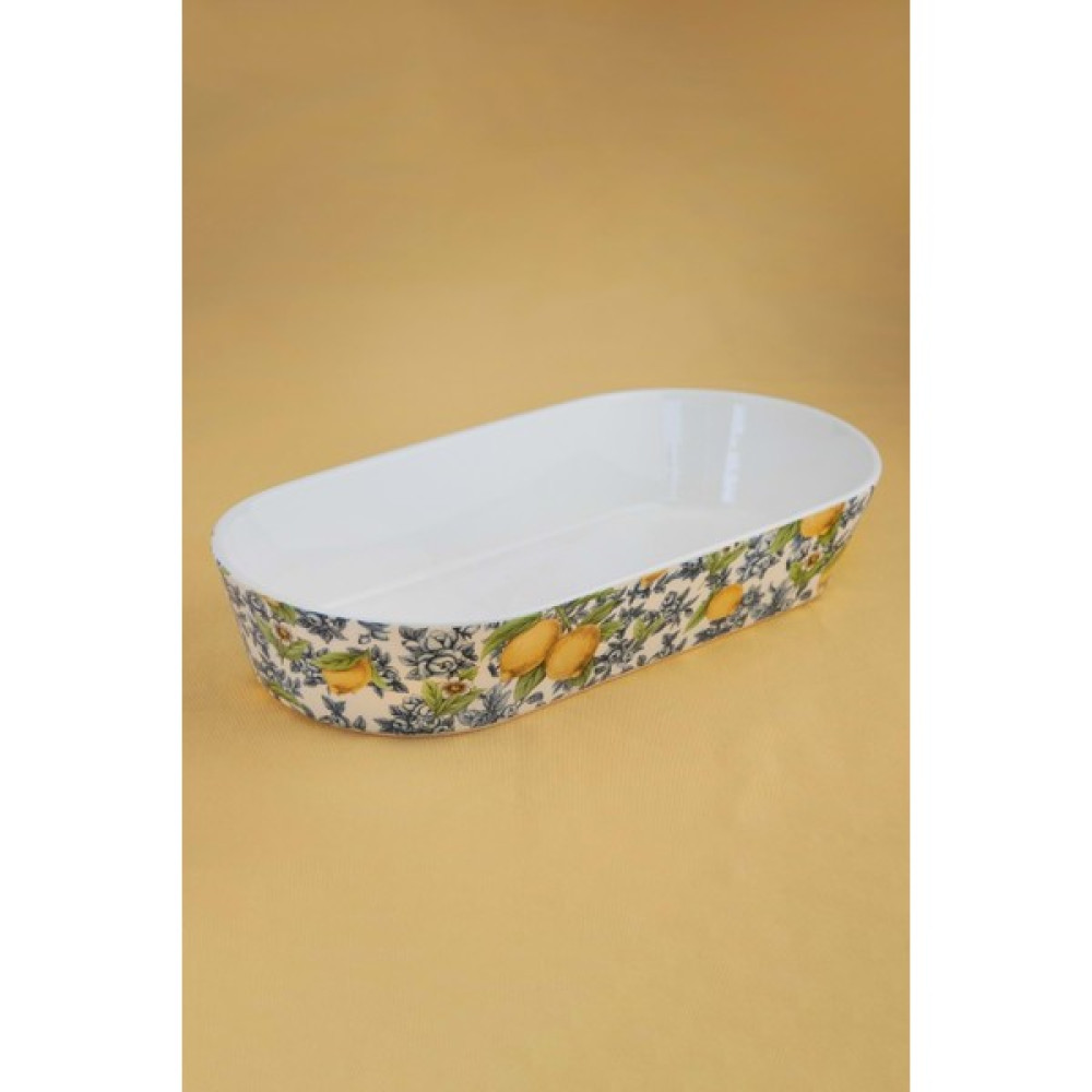 Bursa Porselen Dekor Lemon&blue Blanc Oval Porselen Derin Kayık Tabak/ Fırın Kabı Kek Kalıpları Fiyatı