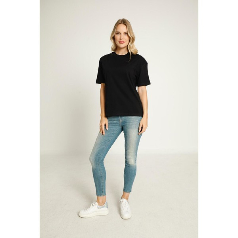 Burtex Siyah Dik Yaka Basic T-Shirt Bayan T-shirt Fiyatı