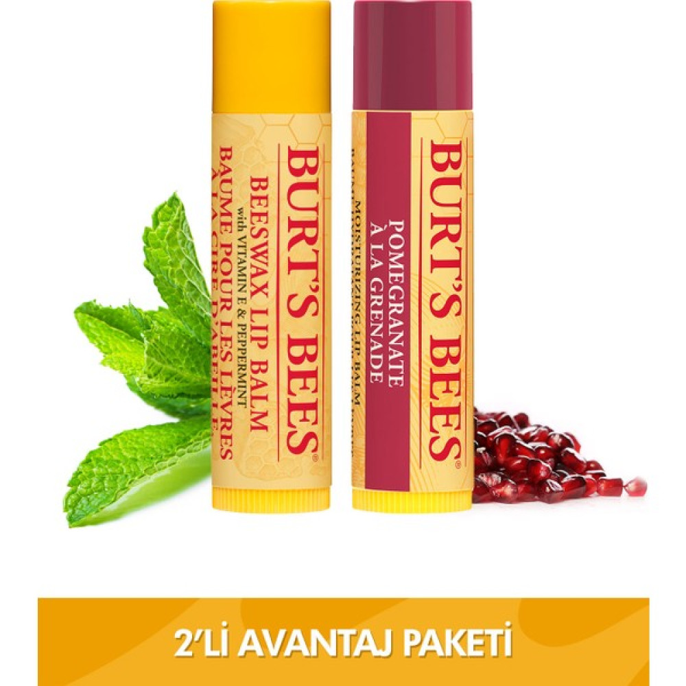 Burt's Bees Burts Bees Beeswax Dudak Bakım Kremi + Nar Aromalı Dudak Bakım Kremi Avantaj Seti Dudak Bakımı / Koruyucu Fiyatı