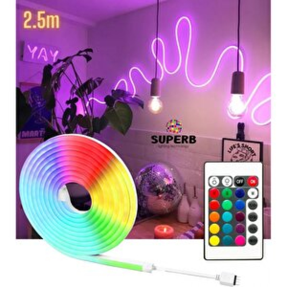 Burul 16 Renk Rgb Renk Değiştiren Kumandalı Neon Şerit Led Seti 2.5 Metre 250 cm Led Aydınlatmalar Fiyatı
