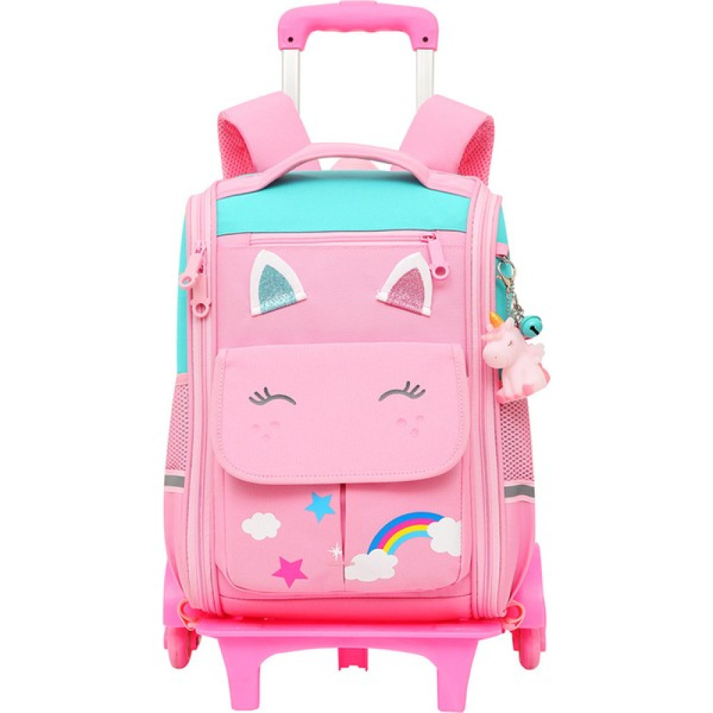 Bus Unicorn Formunda Cepli Tekerlekli Çekçekli Sırt Çantası - Pembe (Yurt Dışından) - Pembe - Yeşil Okul Çantası Fiyatı