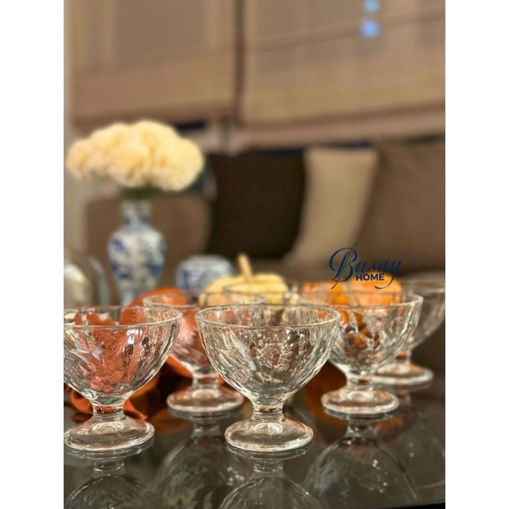 Busay Home 6'lı Kristal Ayaklı Çerezlik, Sunumluk, Sunum Kasesi 10X8.5 cm Kase Fiyatı