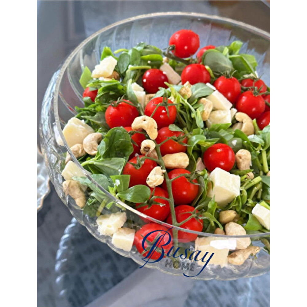 Busay Home El Yapımı Linesa Modeli Cam Sunum Kasesi, Salata Kasesi, Sunumluk, 24 cm Kase Fiyatı