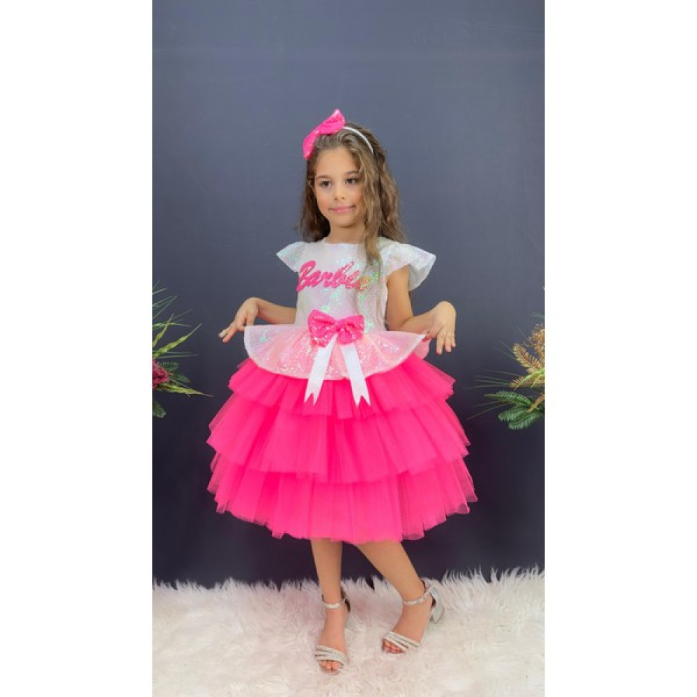 Buse & Eylül Bebe Barbie Beyaz Taçlı Kız Çocuk Doğum Günü Parti Elbisesi Abiye Kız Çocuk Elbise Fiyatı