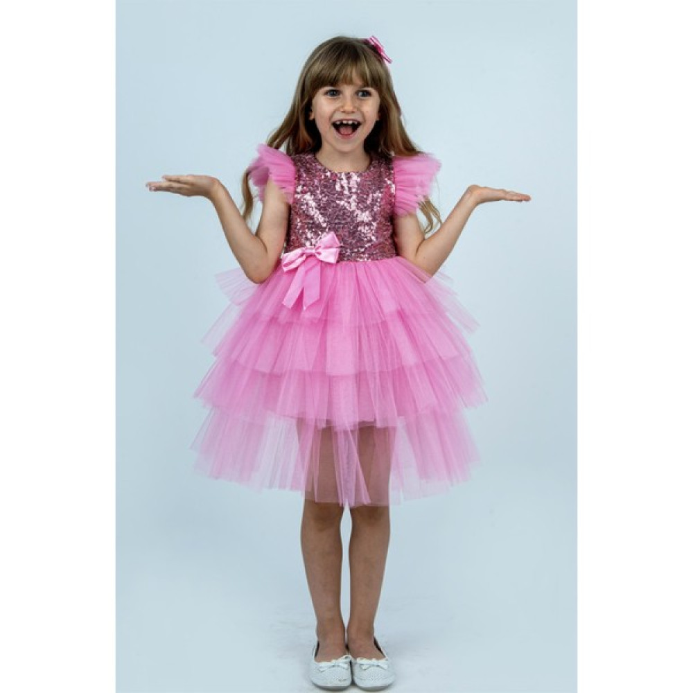 Buse & Eylül Bebe Pembe Pullu Kız Çocuk Parti Elbisesi Kız Çocuk Elbise Fiyatı