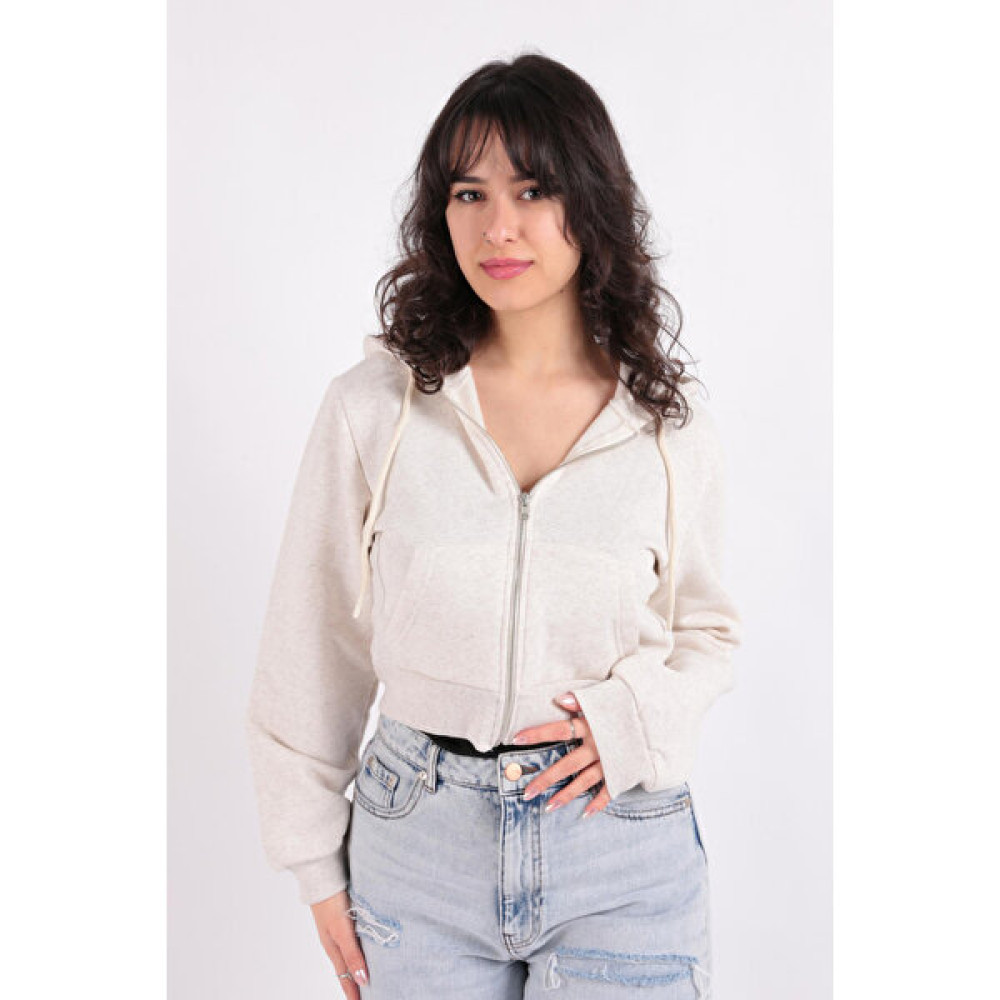 Busem W0009870-FW Kadın Fermuarlı Crop Sweatshirt Bayan Sweatshirt Fiyatı