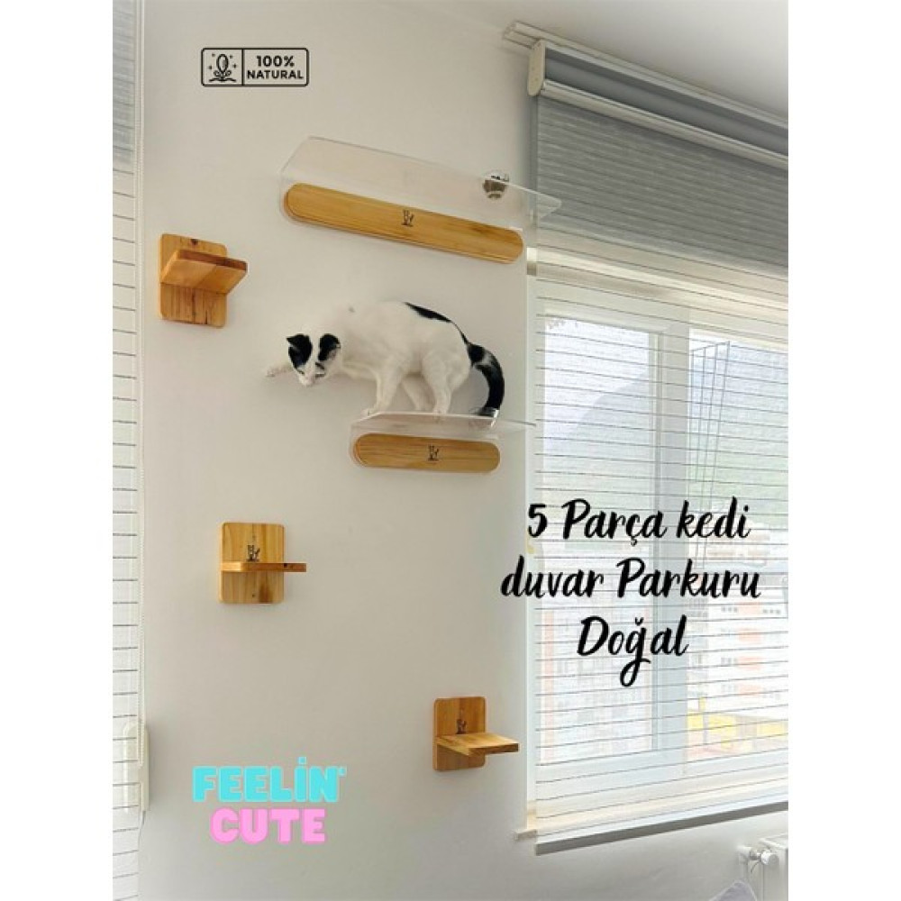 BuShop Kedi Evi, Kedi Parkuru, Kedi Yatağı, Kedi Duvar Evi, Kedi Duvar Rafı, Muhteşem 5 Parça Kedi Parkuru , Bushop Flat - Kahverengi Evcil Hayvan Ürünleri Fiyatı
