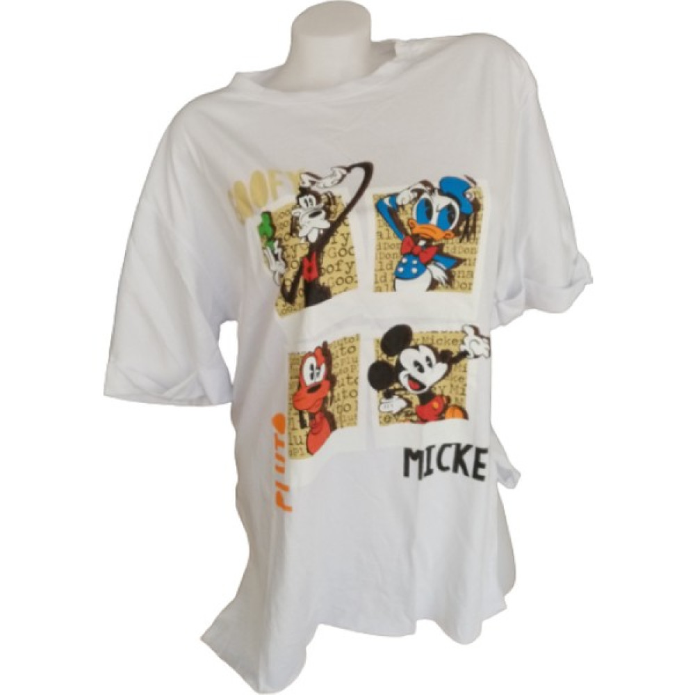 Butik 2020 BK Kadın Oversize Yandan Yırtmaçlı Renkli Baskılı Tişört Bayan T-shirt Fiyatı