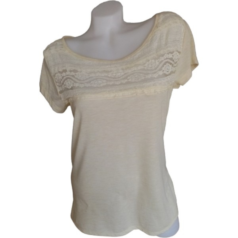 Butik 2020 BK Kadın Yakası ve Omzu Dantelli Bluz Bayan T-shirt Fiyatı