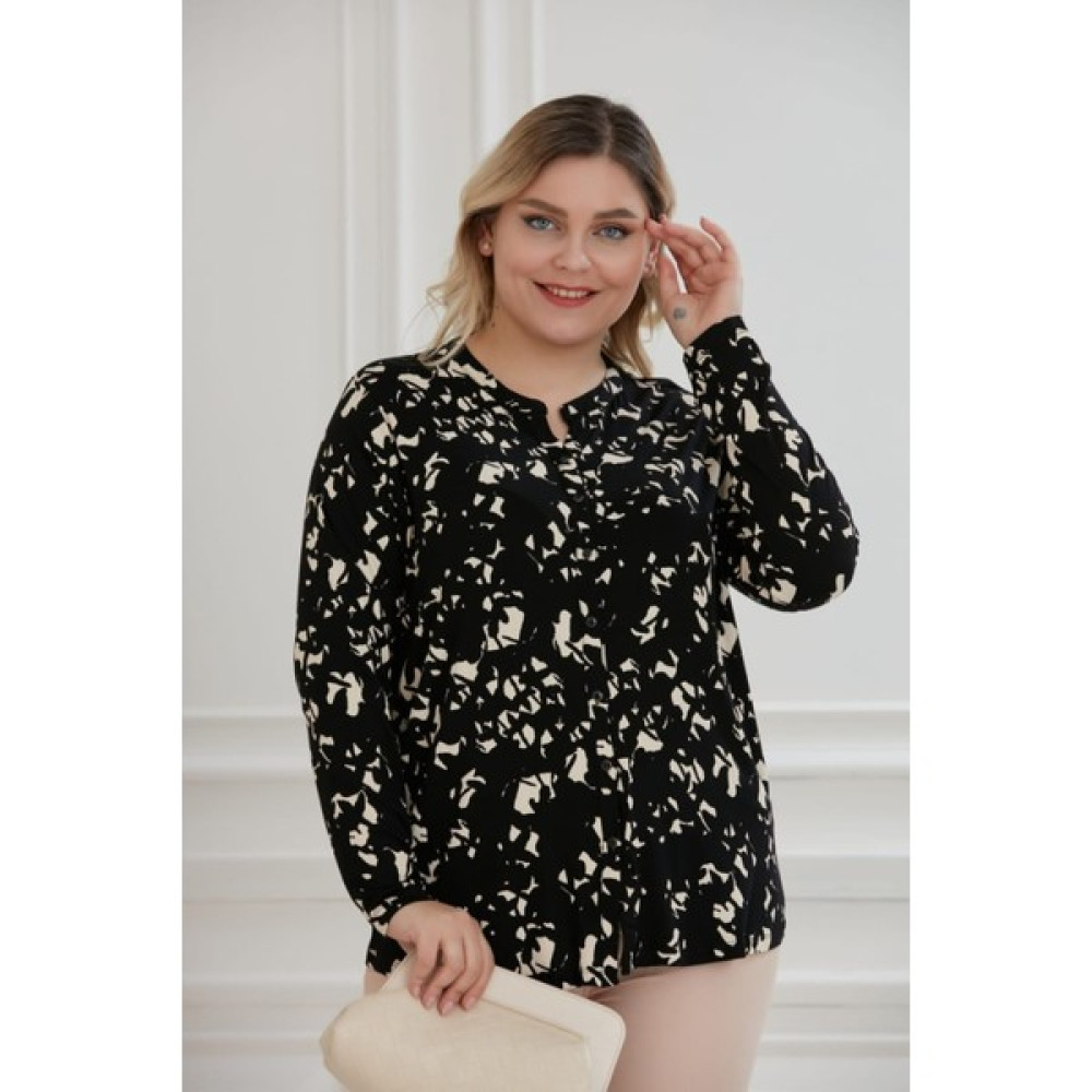 Butik Ayseba Kadın Siyah Bej Büyük Beden Gömlek Bluz Anne Bluz Bluz Fiyatı