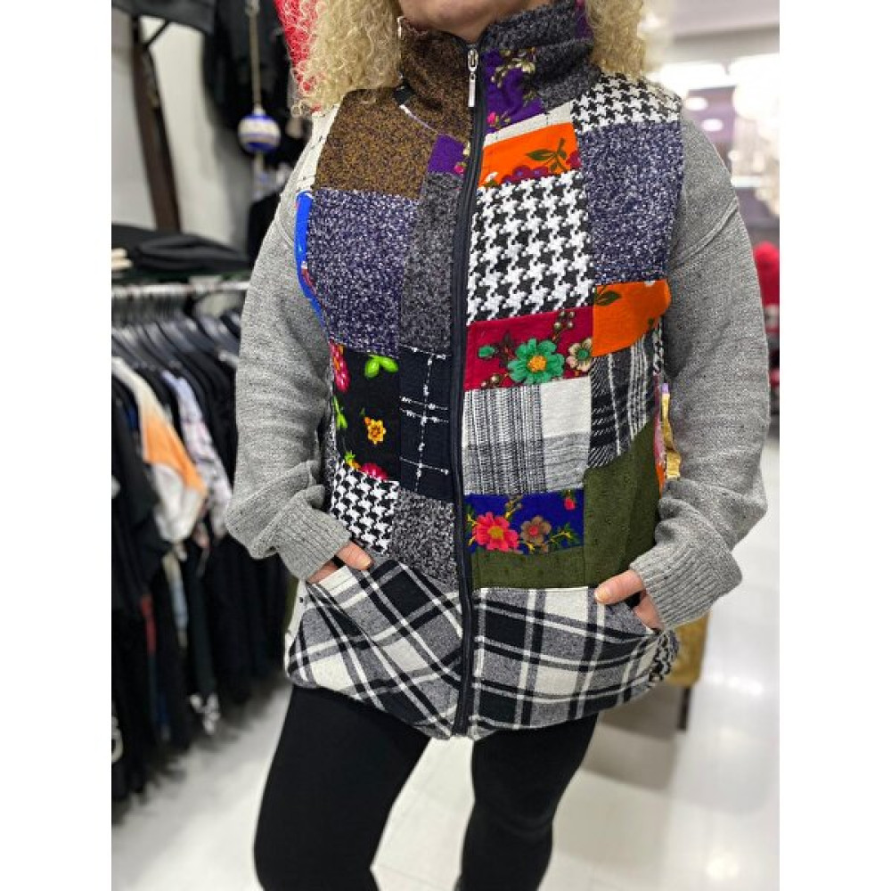 Butik Ayseba Kırk Yama Pazen Cepli Otantik Yelek Kadın Yelek Fiyatı