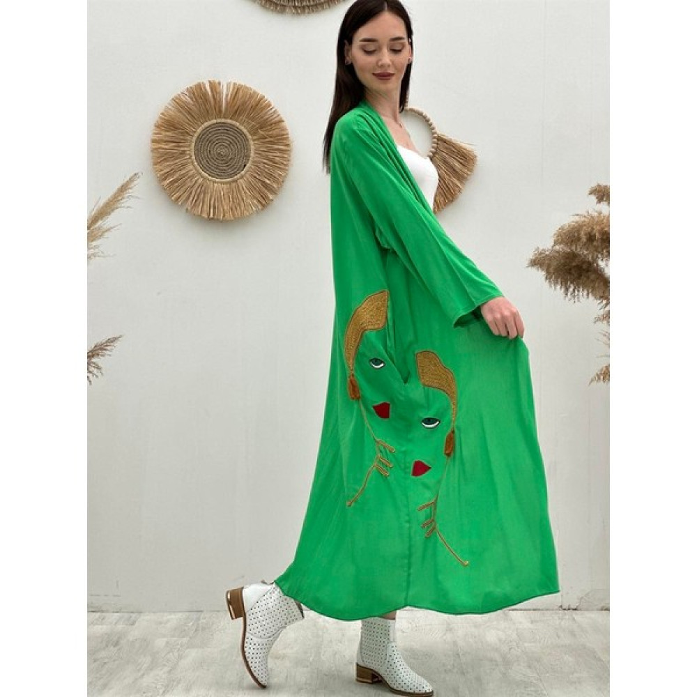 Butik Esra Kandemir Kadın Yazlık Işlemeli Uzun Kap Açık Yeşil Butik Esra Kandemir 2271301 Elbise Fiyatı
