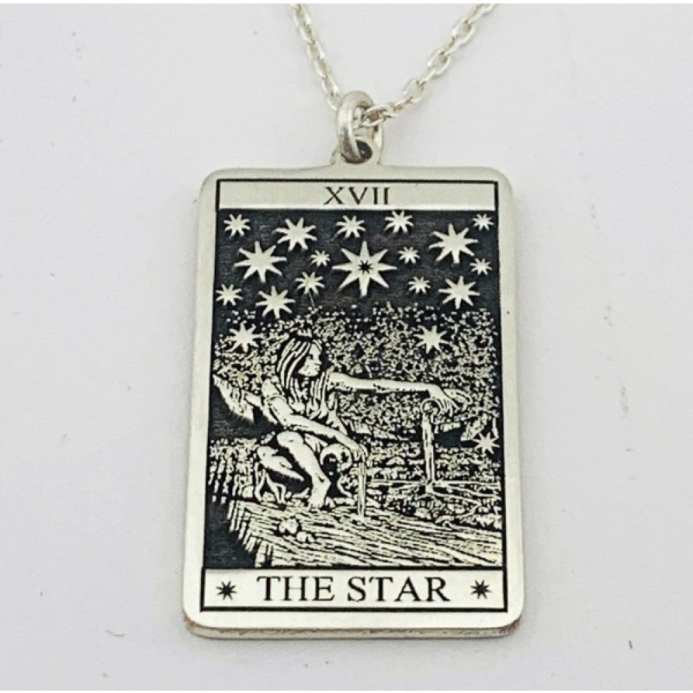 Butik Gümüş Gümüş Yıldız Tarot Kartı Plaka Kolye (BG-KLY-760) - 50 cm Gümüş Kolye Fiyatı