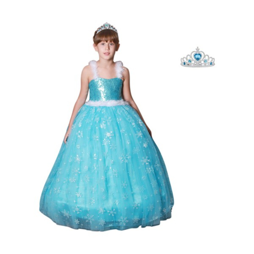 Butik Happy Kids Butikhappykids Frozen Elsa Kostümü Askılı Kasnaklı Kabarık Elbise Taç - Mavi - 5 - 6 Yaş Oyuncak Fiyatı