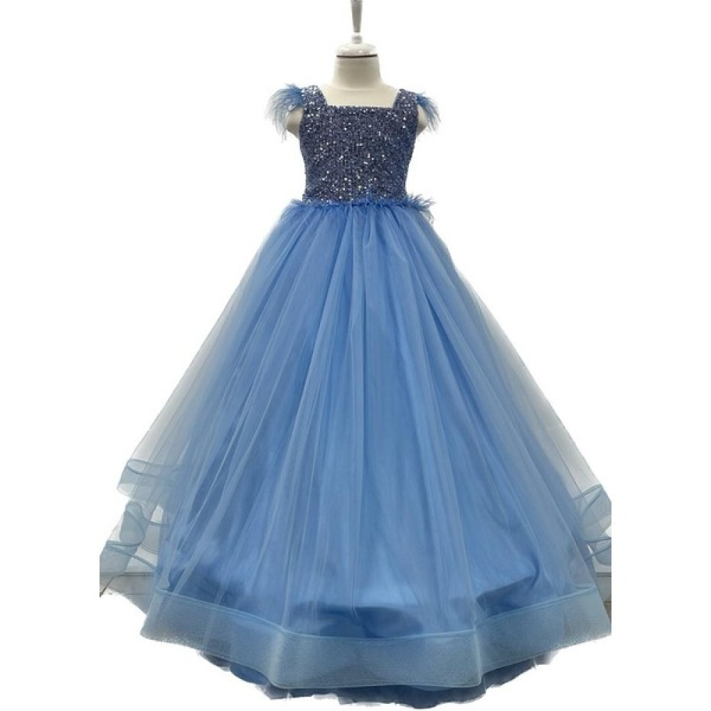 Butik Happy Kids Kız Çocuk Abiye Mavi Kasnaklı Kabarık Gelinlik Prenses Elbisesi 3 12 Yaş Elbise Fiyatı