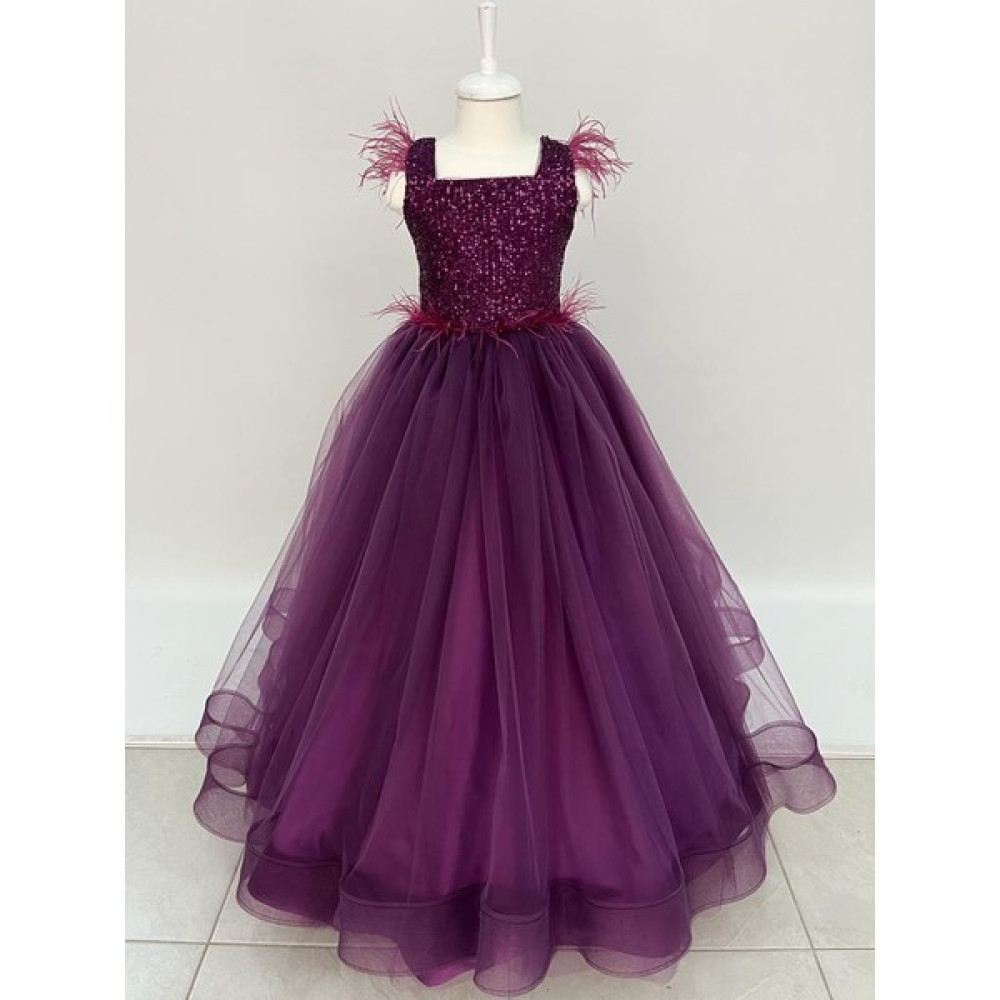 Butik Happy Kids Kız Çocuk Abiye Mor Kasnaklı Kabarık Gelinlik Prenses Elbisesi 3 12 Yaş Elbise Fiyatı