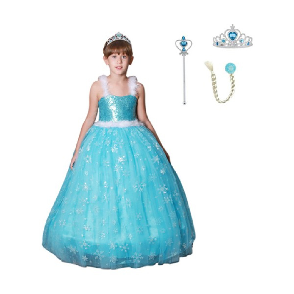 Butik Happy Kids Kız Çocuk Prenses Askılı Elsa Kostüm Taç Asa Saç Hediyeli 1-12 Yaş - Mavi - 8 - 9 Yaş Oyuncak Fiyatı