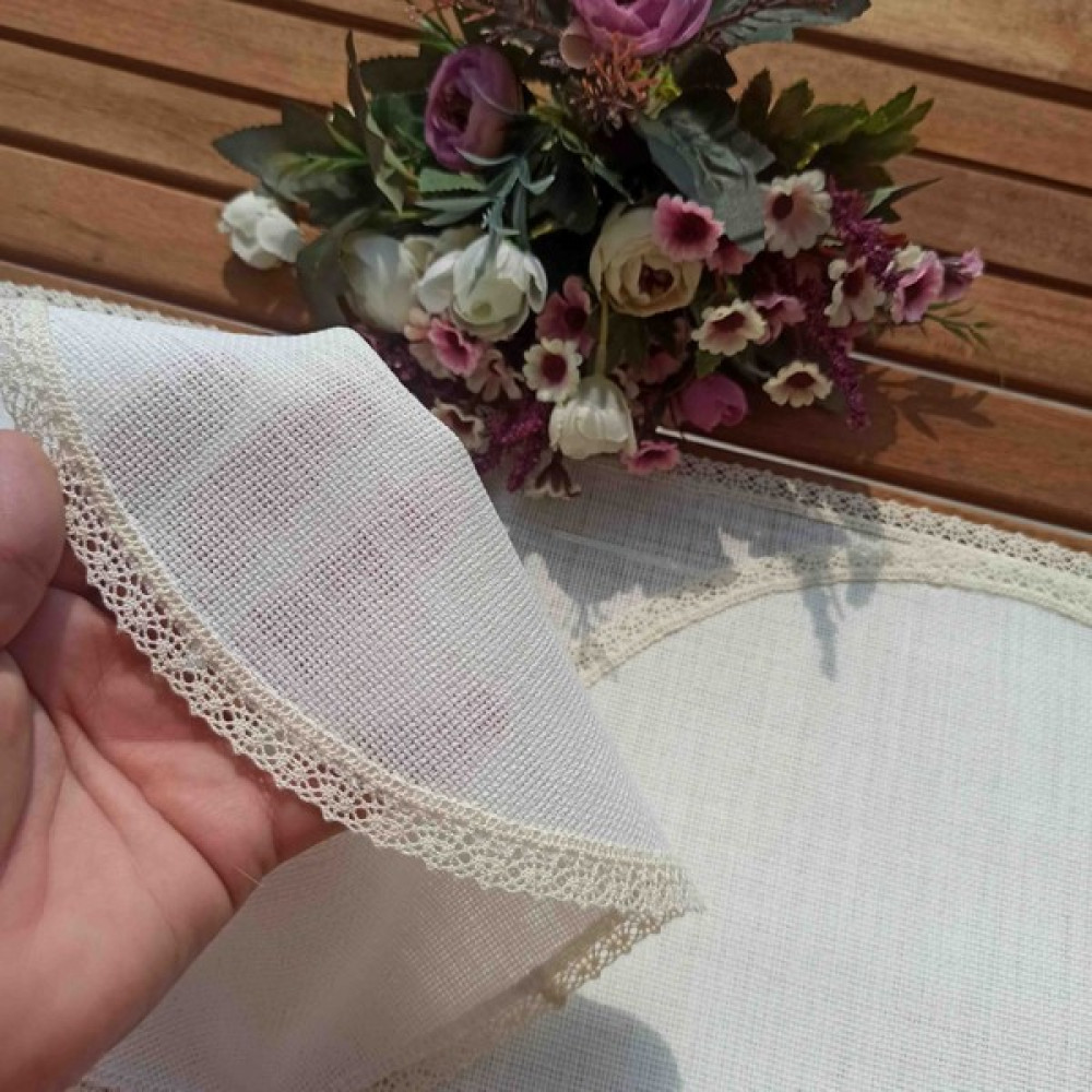 Butik Işlemelik Linen Oda Takımı - Krem - Bej - 35 x 70 cm Masa Örtüsü Fiyatı