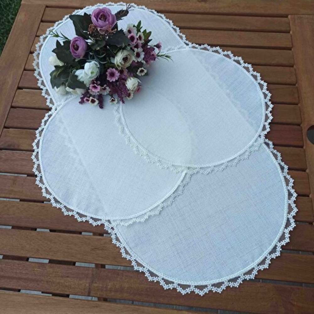 Butik İşlenebilir Linen Yatak Odası Takımı - Beyaz - 35 x 70 cm Masa Örtüsü Fiyatı