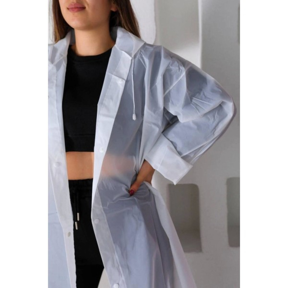 Butik Kadın Kapüşonlu Beyaz Yağmurluk Kadın Yağmurluk Fiyatı
