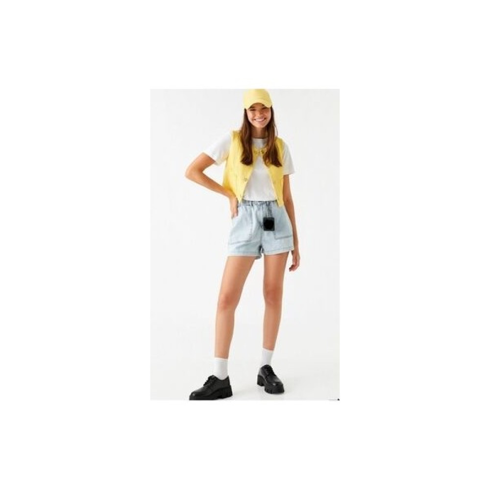 Butik Karaca Baggy Denim Yazlık Şort Sönnet Patch Pocket Jasns Shorts In Light Indigo Kot Bayan Şort Fiyatı
