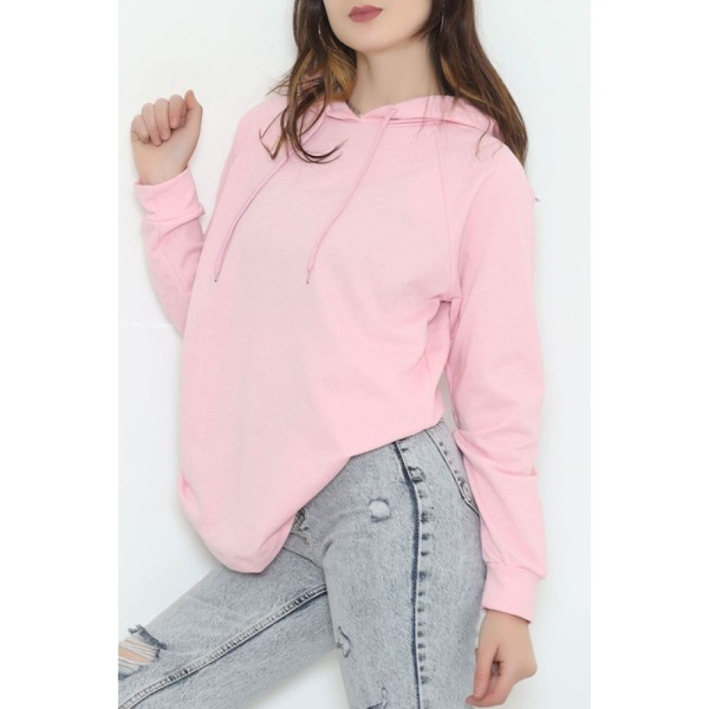 Butik Mine Kapşonlu Sweat Pudra - 9940.1567. Bayan Sweatshirt Fiyatı