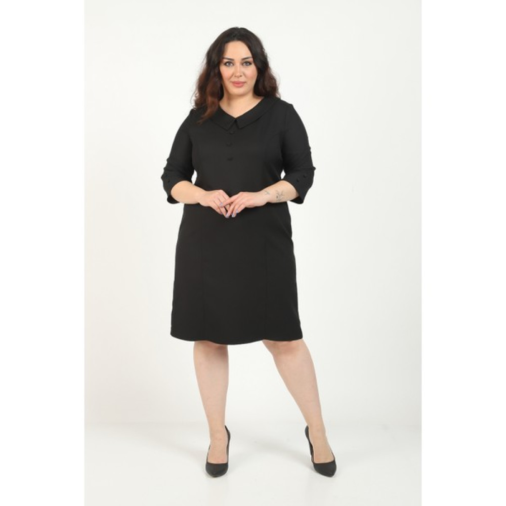 Butik Miza Bebe Yakalı Düğmeli Truvakar Kollu Büyük Beden Elbise Elbise Fiyatı