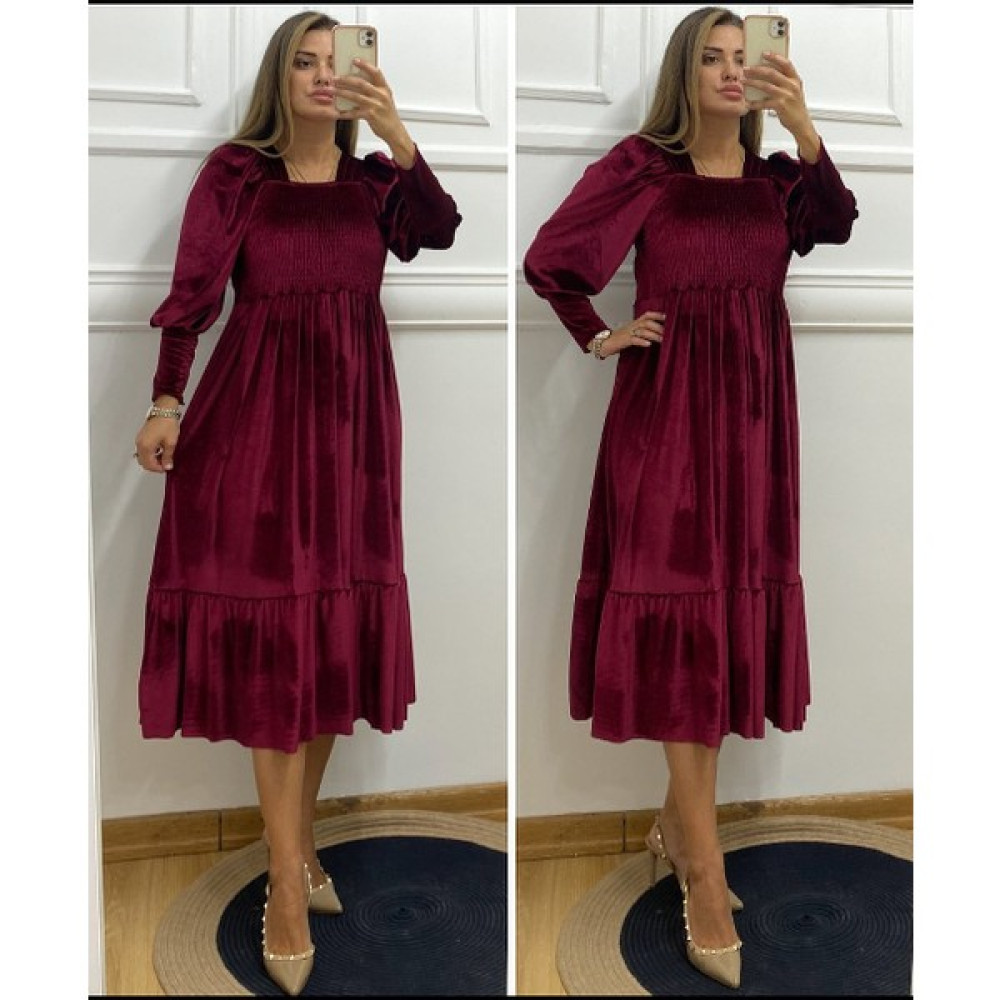 Butik Moda Gıpeli Kadife Elbise Elbise Fiyatı