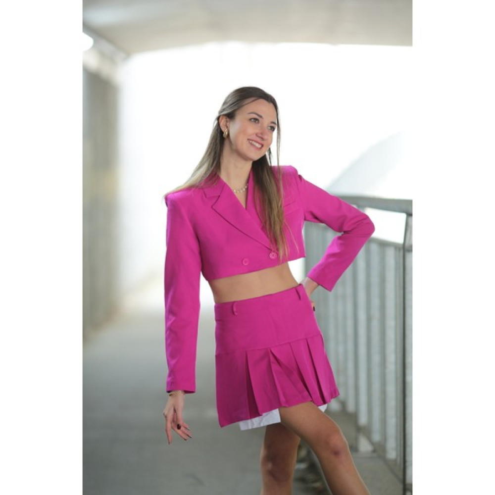 Butik Pileli Etek Crop Ceket Takım Bayan Ceket Fiyatı