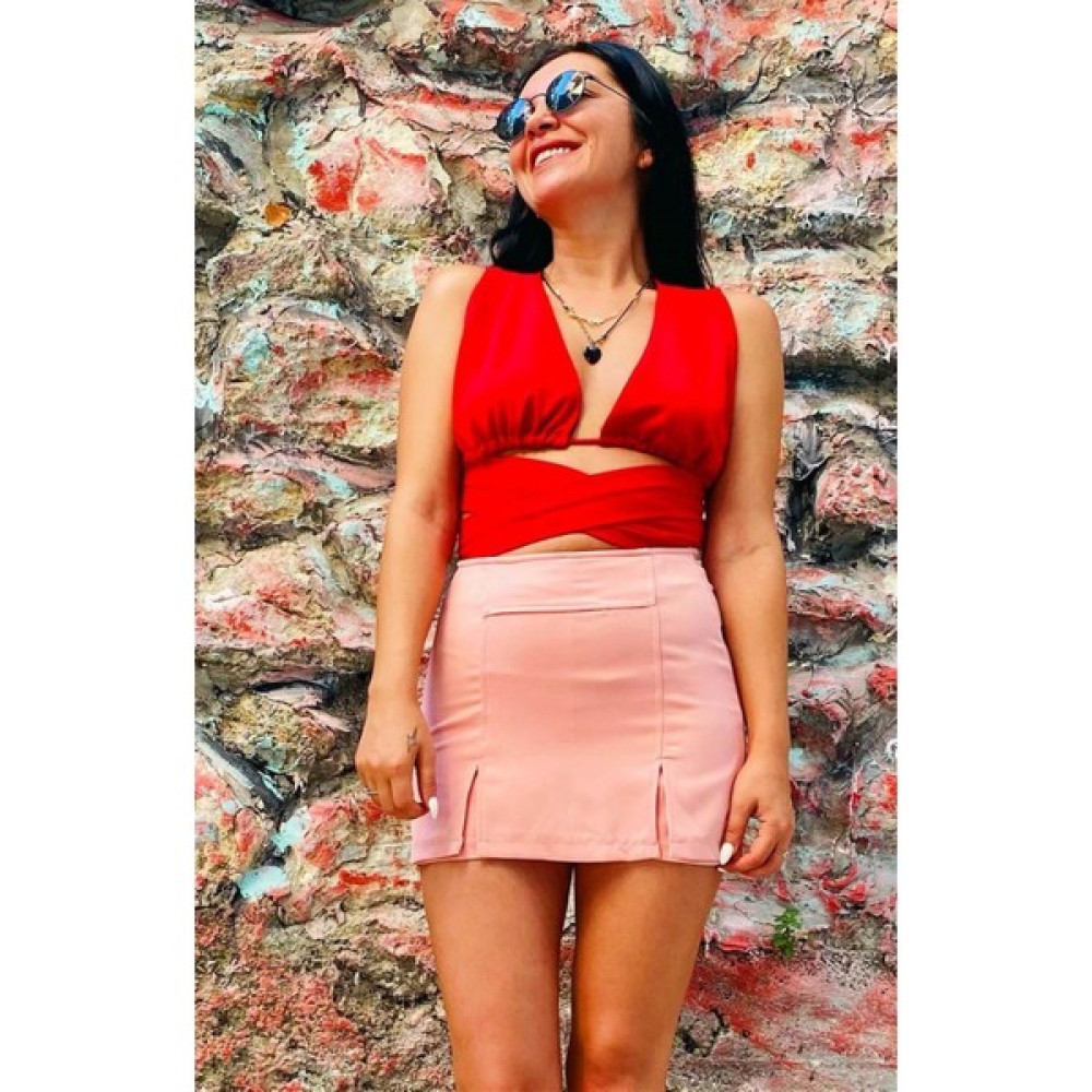 Butik Ponçik Bershka Model Gül Rengi Şort Etek Etek Fiyatı
