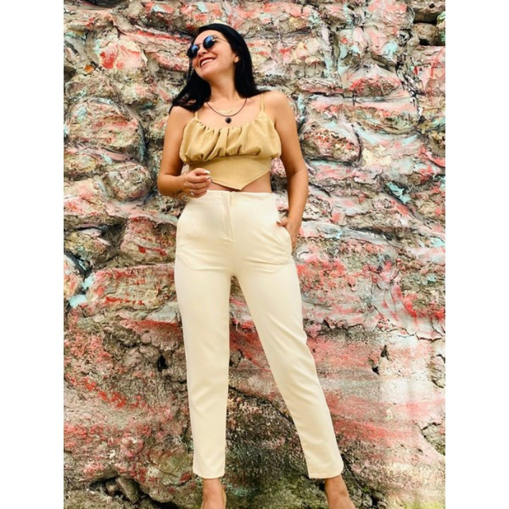 Butik Ponçik Zara Model Krem Atlas Kumaş Pantolon Kadın Pantolon Fiyatı