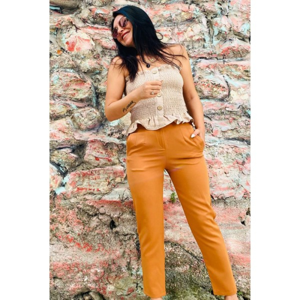 Butik Ponçik Zara Model Taba Atlas Kumaş Pantolon Kadın Pantolon Fiyatı