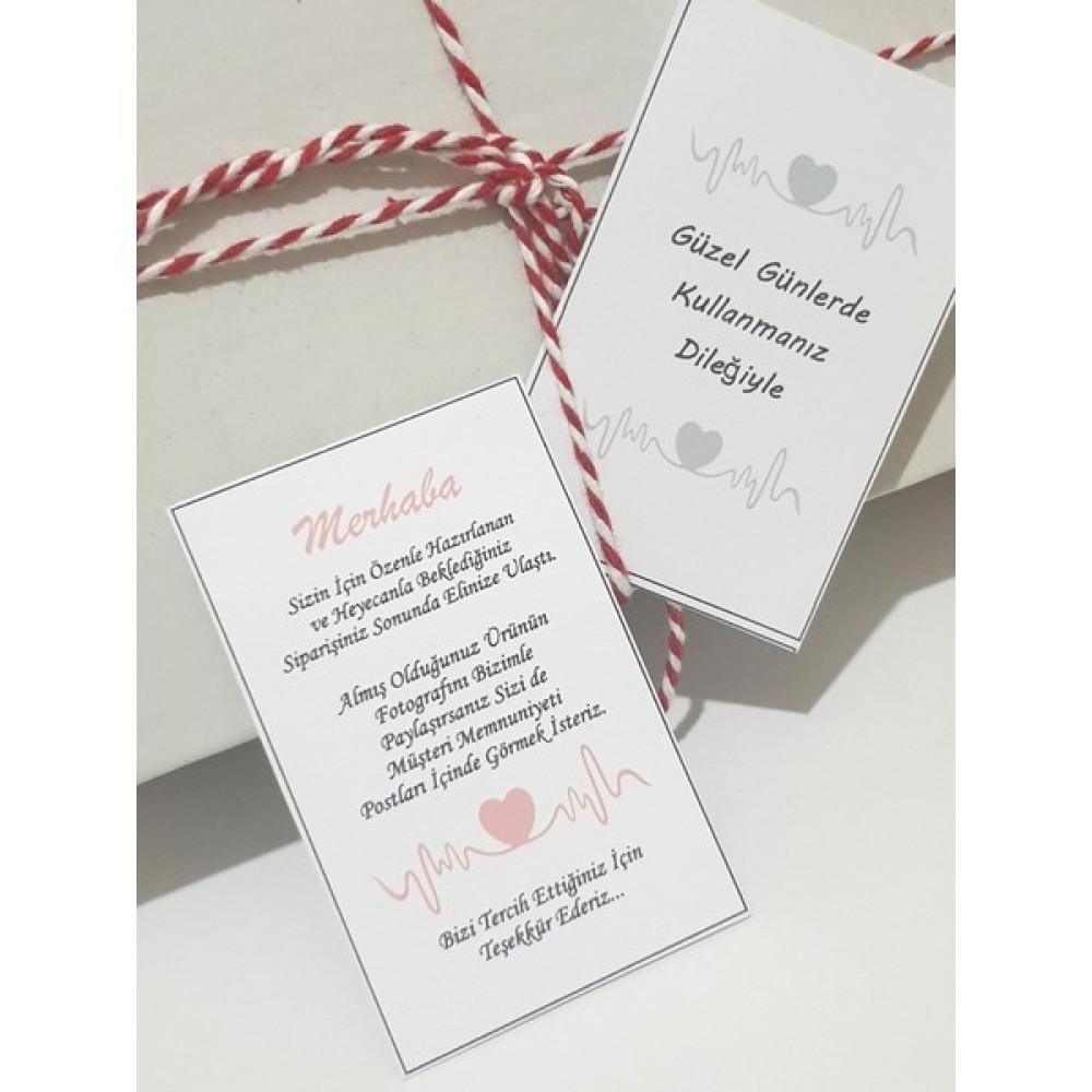 Butik Sosyetik Teşekkür Kartı 8,5 x 5,5 cm 50 Adet Defter & Kağıt Ürünleri Fiyatı