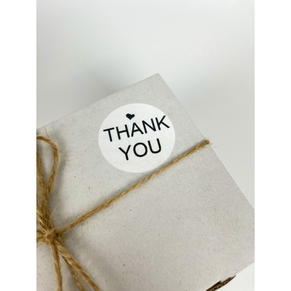 Butik Sosyetik Thank You Yazılı 50 mm Yapışkanlı Stciker Etiket 100 Adet - Beyaz - 5 cm Etiket Fiyatı