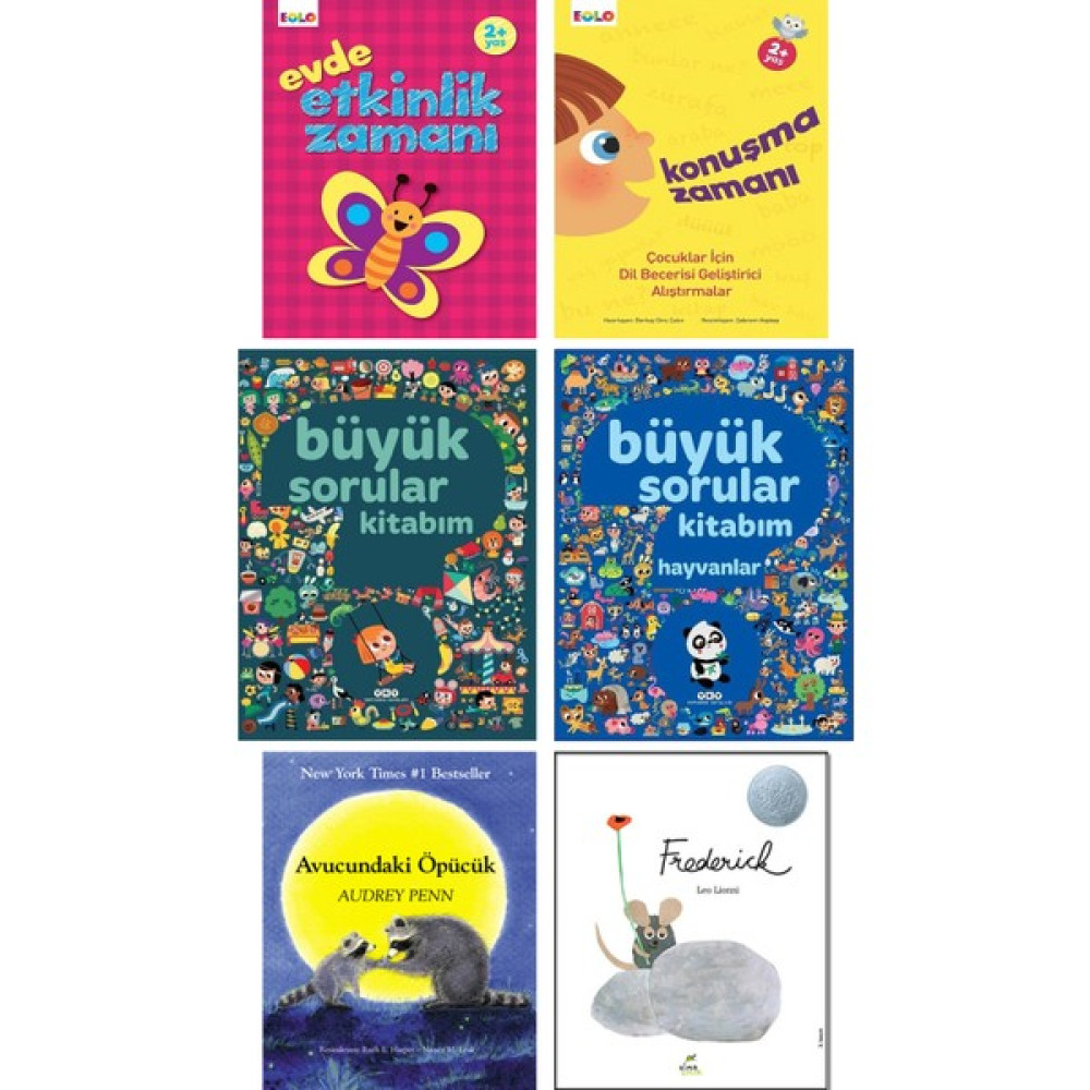 Butik Yayınları Evde Etkinlik Zamanı + Konuşma Zamanı + Büyük Sorular Kitabım + Büyük Sorular Kitabım Hayvanlar + Avucundaki Öpücük + Frederick / 6... Okul Öncesi Eğitici & Öğretici Kitaplar Fiyatı
